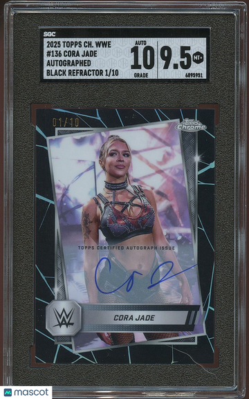 2025 Topps Chrome WWE Cora Jade #136 Autograph Black Refractor 10 SGC 9.5 Topps Auto 10
