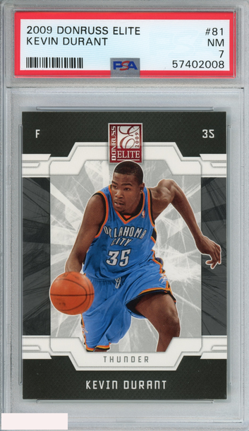 2009 DONRUSS ELITE KEVIN DURANT #81 OKLAHOMA CITY THUNDER PSA 7 NM