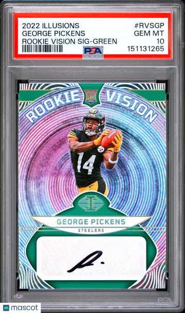 2022 Panini Illusions Rookie Vision Signatures George Pickens #RVSGP Green /10 PSA 10