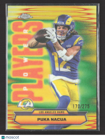2025 Topps Chrome Power Players Puka Nacua #PP-24 Yellow RayWave /275