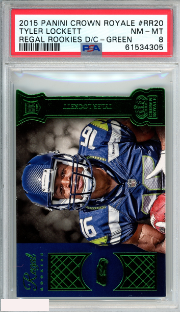 2015 PANINI CROWN ROYALE REGAL ROOK DIECUT TYLER LOCKETT RR20 GREEN PSA 8 POP 1