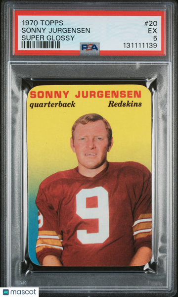 1970 Topps Super Glossy Football Sonny Jurgensen #20 PSA 5