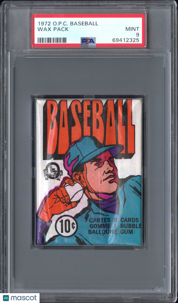 1972 O.P.C. Baseball Wax Pack Wax Pack PSA 9