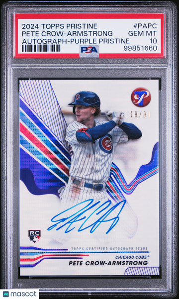 2024 Topps Pristine Pristine Autographs Pete Crow-Armstrong #PAPC Purple /99 PSA 10