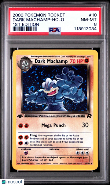 2000 Pokemon Rocket Dark Machamp Holo 1ST Edition PSA 8 #10