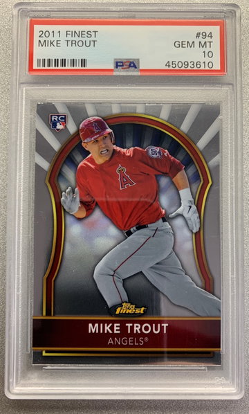 MIKE TROUT 2011 TOPPS FINEST ROOKIE #94 PSA 10 GEM MINT