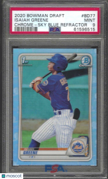 2020 Bowman Draft Isaiah Greene #BD77 Chrome Sky Blue Refractor PSA 9