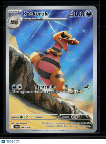 2025 Scarlet & Violet Black Bolt Krokorok Holo Secret Rare #136/86