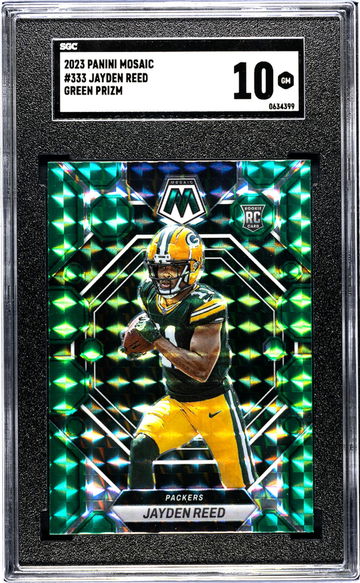 2023 Panini Mosaic #333 Jayden Reed Green Prizm SGC 10