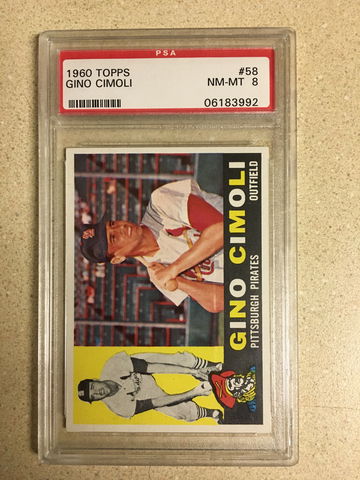 1960 Topps #58 Gino Cimoli PSA 8 NM-MT PIRATES 