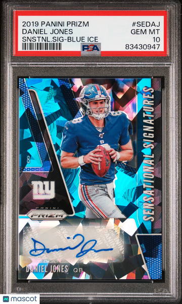 2019 Panini Prizm Sensational Signatures Daniel Jones Blue Ice of 99 PSA 10