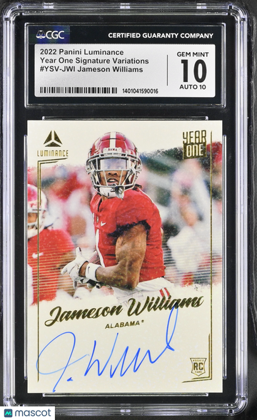 2022 Panini Luminance Jameson Williams #YSV-JWI Year One Signature Variations CGC 10