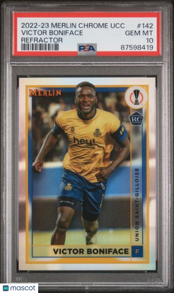 2022-23 Topps Merlin Chrome UEFA Club Competitions Victor Boniface #142 Refractor PSA 10