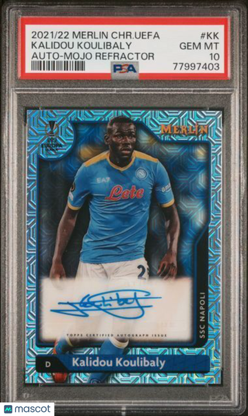 2021-2022 Topps Merlin Chrome UEFA League Autographs Kalidou Koulibaly #KK Mojo Refractor PSA 10