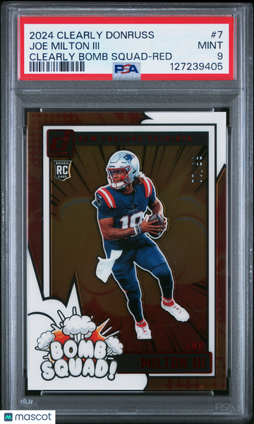 2024 Panini Clearly Donruss Clearly Bomb Squad Joe Milton III #7 Red PSA 9