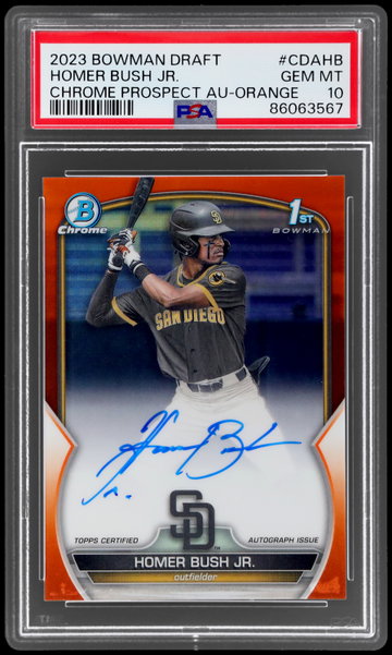 2023 Bowman Chrome Draft Homer Bush Jr. Autograph Orange Refractor PSA 10