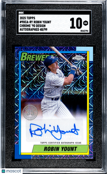 2025 Topps Robin Yount #90CA-RY Chrome '90 Autograph SGC 10