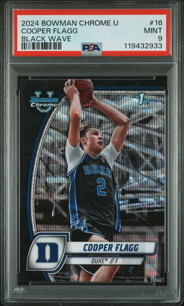 2024 Bowman Chrome University Black Wave Cooper Flagg #16 PSA 9