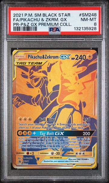 2021 Pokemon Sun and Moon Black Star Promo Premium Collection Pikachu/Zekrom Gx #SM248 PSA 8