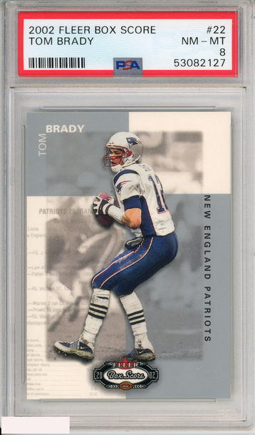 2002 FLEER BOX SCORE TOM BRADY #22 NEW ENGLAND PATRIOTS PSA 8 NM-MT