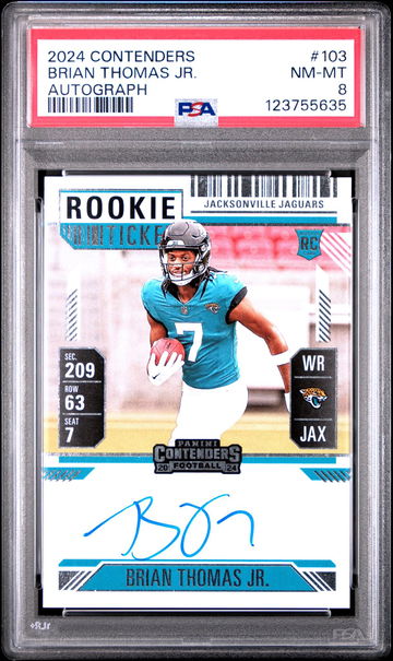 2024 Panini Contenders Rookie Ticket Autograph Brian Thomas Jr. #103 PSA 8