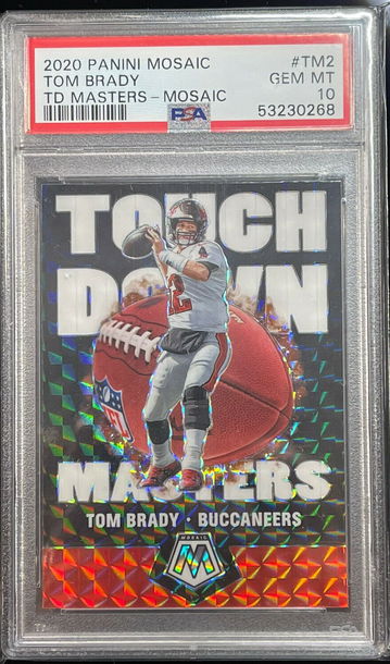 2020 Panini Mosaic Tom Brady Touchdown Masters Silver Prizm PSA 10 GEM SP Insert