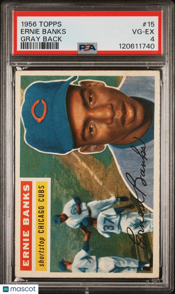 1956 Topps Ernie Banks #15 Gray Back PSA 4