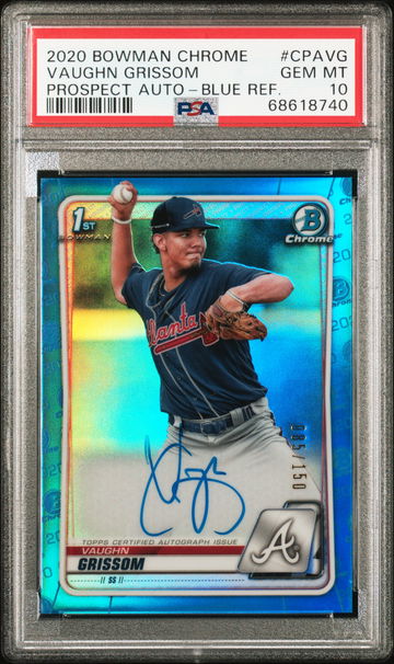 2020 Bowman Vaughn Grissom Blue Refractor Auto PSA 10