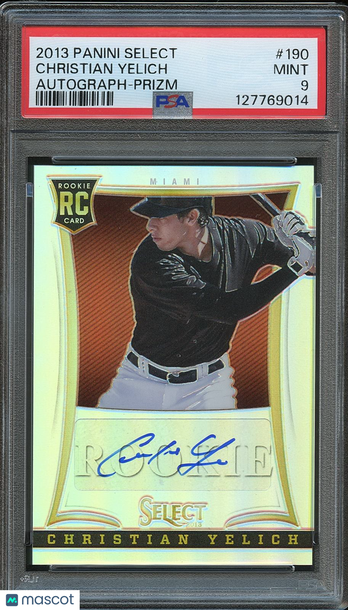 2013 Panini Select Christian Yelich #190 Silver Prizm Parallel/Variety Rookie Base Set PSA 9