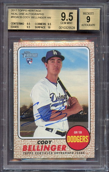CODY BELLINGER 2017 TOPPS HERITAGE auto BGS 9.5