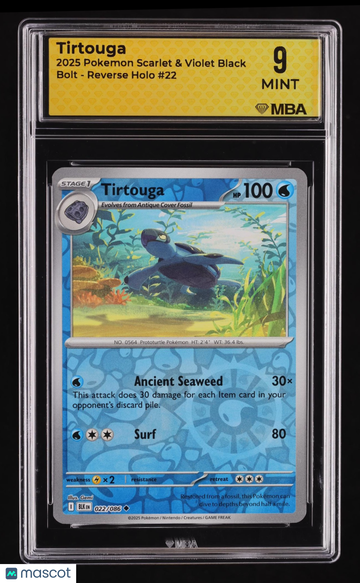 2025 Pokemon Scarlet & Violet Black Bolt Tirtouga Reverse Holo MBA 9 #22