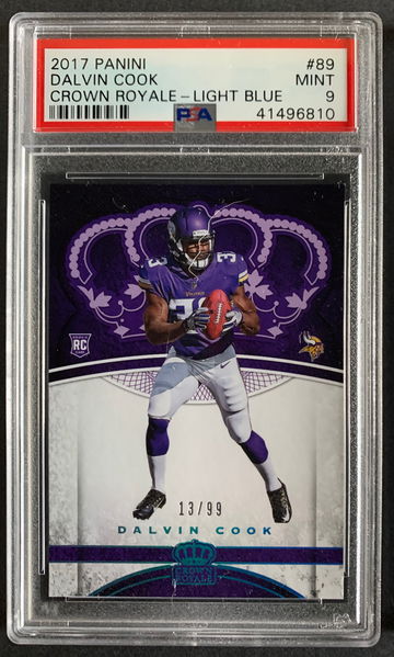 2017 Panini Crown Royale Dalvin Cook RC #89 — SP Light Blue #d 13/99 PSA 9 Mint