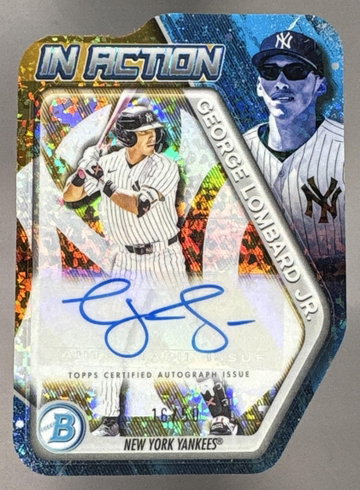 2025 Bowman Draft George Lombard Jr In Action Die-Cut Auto Gold Mini Diamond /50