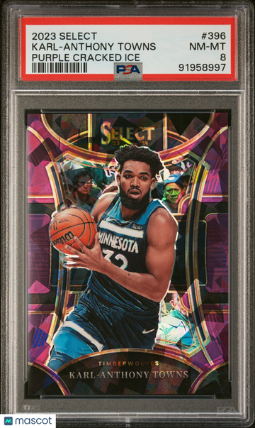 2023 Panini Select Karl-Anthony Towns #396 Purple Cracked Ice PSA 8