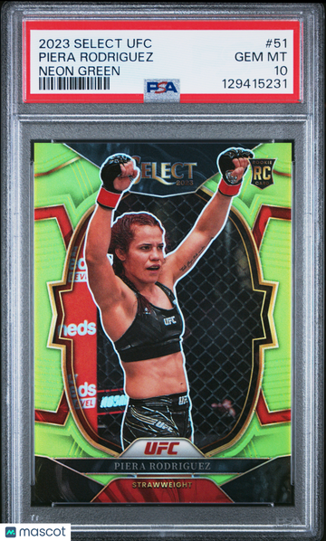 2023 Panini Select UFC Piera Rodriguez #51 Neon Green PSA 10
