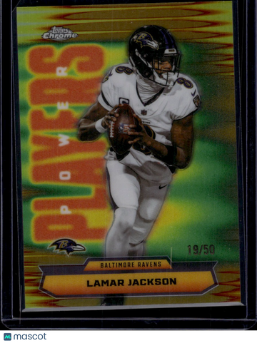 2025 Topps Chrome Power Players Lamar Jackson #PP-1 Gold Wave /50