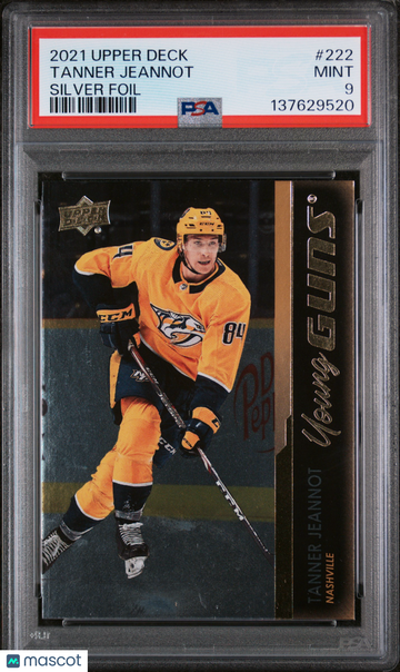 2021-2022 Upper Deck Tanner Jeannot #222 Silver Foil Young Guns Rookie PSA 9