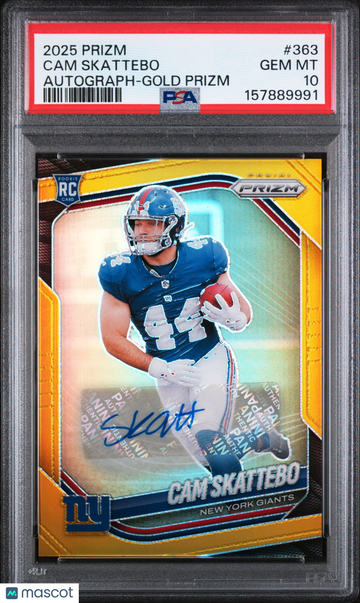 2025 Panini Prizm Cam Skattebo #363 Autograph Gold PSA 10 Auto