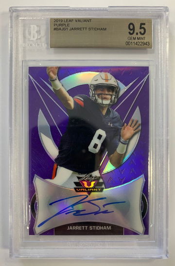 2019 Leaf Valiant Jarrett Stidham Purple Autograph #/20 BGS 9.5