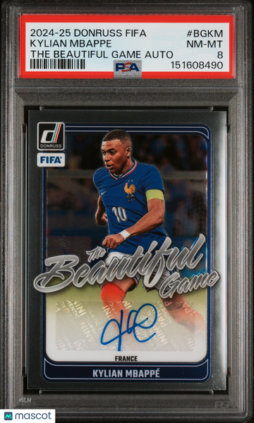 2024-25 Panini Donruss FIFA The Beautiful Game Autographs Kylian Mbappe #BGKM PSA 8