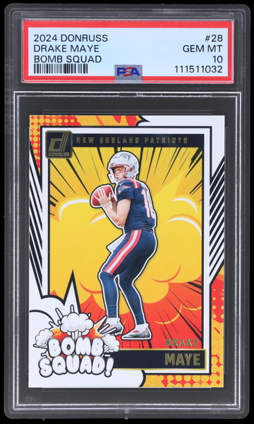 2024 Panini Donruss Drake Maye Bomb Squad PSA 10 RC