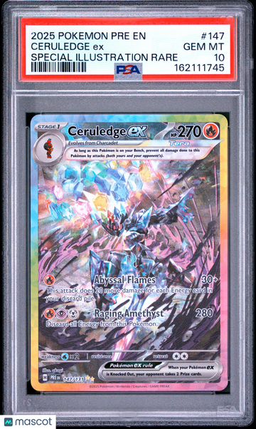 2025 Pokemon Pre EN-Prismatic Evolutions Ceruledge EX Special Illustration Rare PSA 10 #147