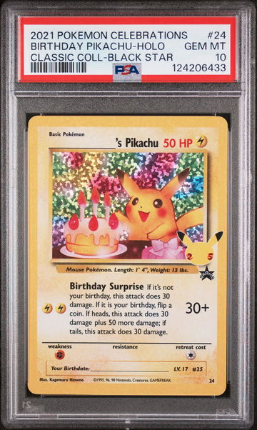 2021 Pokemon Black Star Promo Celebrations Classic Collection Holo Birthday Pikachu #24 PSA 10