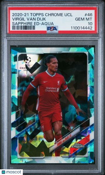 2020 Topps Chrome UEFA Champions League Sapphire Edition Virgil Van Dijk #46 Aqua PSA 10