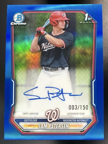 2026 Bowman Sam Petersen #CPA-SP Chrome Auto Blue Refractor /150 1st Prospect
