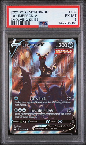 2021 Pokemon Sword and Shield Evolving Skies Umbreon V #189 PSA 6