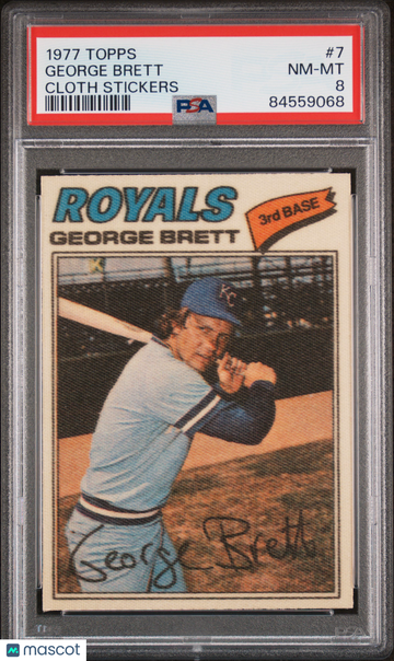 1977 Topps Cloth Stickers George Brett #7 PSA 8