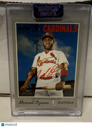 2019 Topps Heritage Marcell Ozuna #ROA-MO Real One High Number Autographs Red Ink SN AU