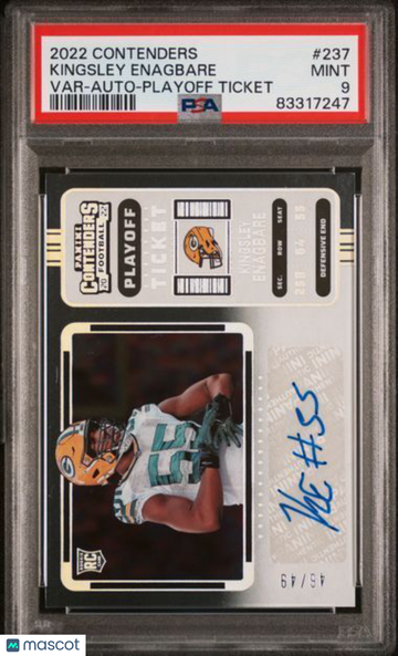 2022 Panini Contenders Kingsley Enagbare #237 Var Auto Playoff Ticket PSA 9