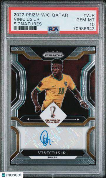 2022 Panini Prizm World Cup Qatar Signatures Vinicius JR. #VJR PSA 10
